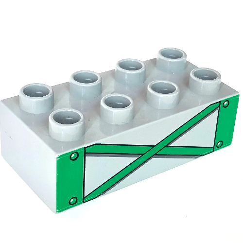 Duplo Brick 2 × 4 with Green Girders Print Hellblaugrau
