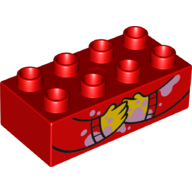 Duplo Brick 2 × 4 with Arms, Hands, Ice Cream Stains Rot