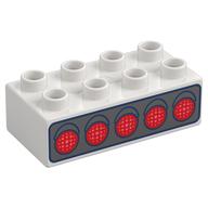 Duplo Brick 2 × 4 with 5 Red Lights, 5 Green Lights on Back print Weiß