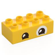 Duplo Brick 2 × 4 with Eyes, and White Patch Print in Yellow