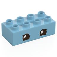 Duplo Brick 2 × 4, Eyes Print Medium Azure