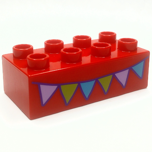 Duplo Brick 2 × 4 with Garlands print Rot