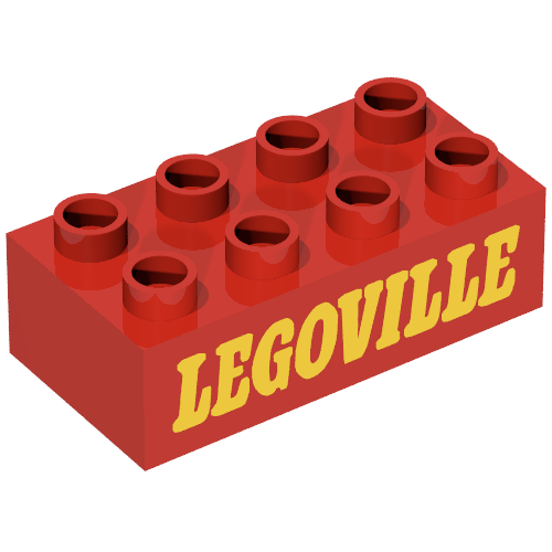 Duplo Brick 2 × 4 with 'LEGOVILLE' Print Rot