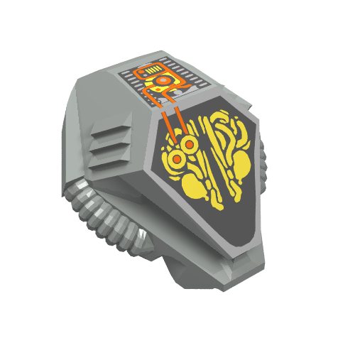 Helmet with Hexagonal Top and Silver Alien Print Light Gray