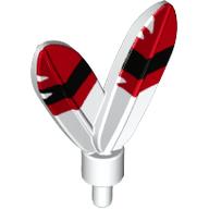 Headwear Accessory Plume / Feathers with Pin and Red Tip with Black Stripe Print Weiß