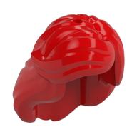 Hair Long Wavy, Right Side Part, with Short Sides, 2 Holes - 1 each on Top and Side (Ariel) Red
