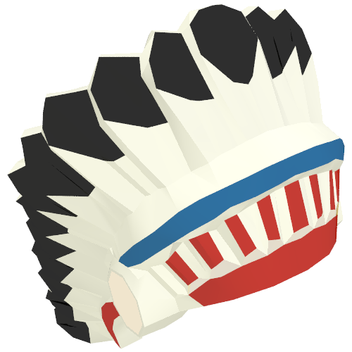 Headdress American Indian with Colored Feathers Print Weiß
