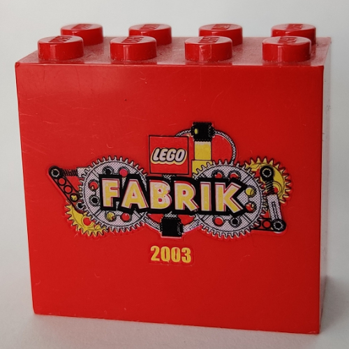Brick 2 × 4 × 3 with 'LEGO FABRIK 2003' Print Red