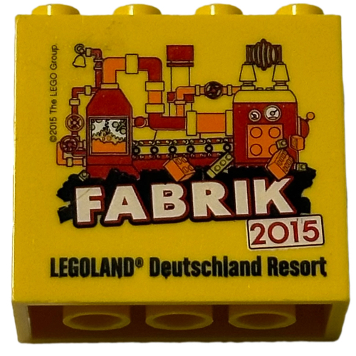 Brick 2 × 4 × 3 with 'LEGOLAND Deutschland Resort 2015' Print Gelb