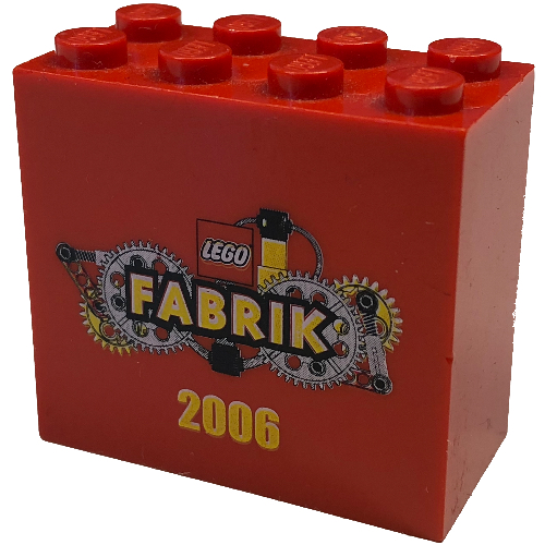 Brick 2 × 4 × 3 with 'LEGO FABRIK 2006' Print Red
