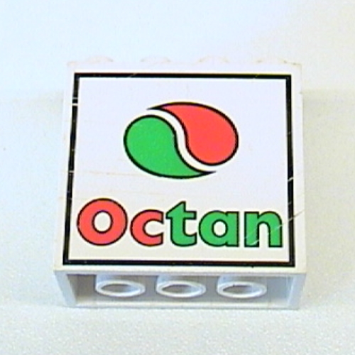 Brick 2 × 4 × 3 with Octan Logo Print White