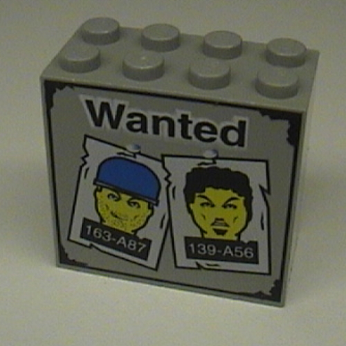 Brick 2 × 4 × 3 with 'Wanted' Posters Print Hellgrau