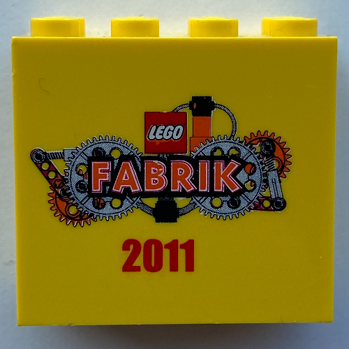 Brick 2 × 4 × 3 with 'LEGO FABRIK 2011' Print Yellow