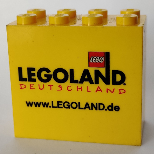 Brick 2 × 4 × 3 with 'LEGOLAND Deutschland www.LEGOLAND.de' Print Yellow