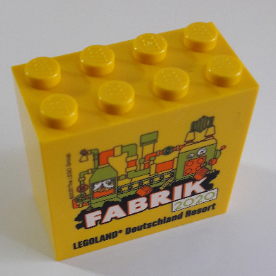 Brick 2 × 4 × 3 with 'LEGOLAND Deutschland Fabrik 2020' Print Gelb