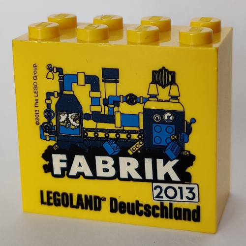 Brick 2 × 4 × 3 with 'LEGOLAND Deutschland FABRIK 2013' Print Yellow