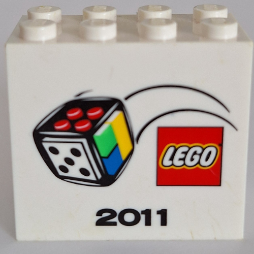 Brick 2 × 4 × 3 with LEGO Games Logo '2011' Print White