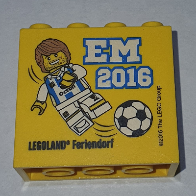 Brick 2 × 4 × 3 with 'LEGOLAND Feriendorf EM 2016' Print Yellow