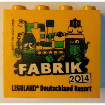 Brick 2 × 4 × 3 with 'LEGOLAND Deutschland Resort FABRIK 2014' Print Gelb