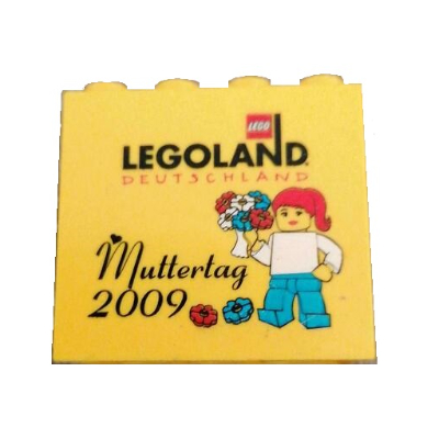Brick 2 × 4 × 3 with 'LEGOLAND DEUTSCHLAND Muttertag 2009' Print Gelb