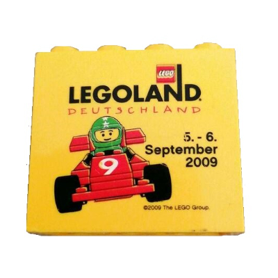 Brick 2 × 4 × 3 with 'LEGOLAND DEUTSCHLAND 5. - 6. September 2009' Print Yellow