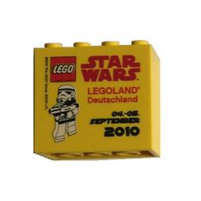 Brick 2 × 4 × 3 with 'LEGOLAND Deutschland STAR WARS 04. - 05. SEPTEMBER 2010' Print Yellow
