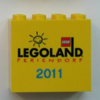 Brick 2 × 4 × 3 with 'LEGOLAND Feriendorf 2011' Print Gelb
