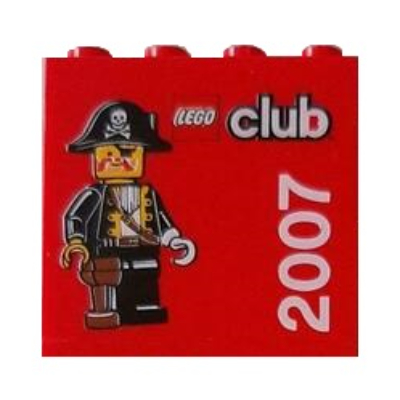 Brick 2 × 4 × 3 with 'LEGO club 2007' Print Rot