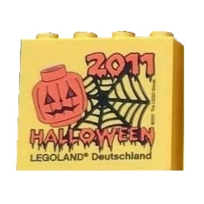 Brick 2 × 4 × 3 with 'LEGOLAND Deutschland HALLOWEEN 2011' Print Gelb