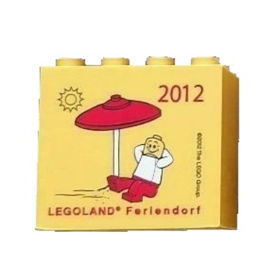 Brick 2 × 4 × 3 with 'LEGOLAND Feriendorf 2012' Print Yellow
