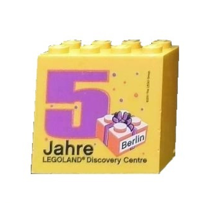 Brick 2 × 4 × 3 with 'LEGOLAND Discovery Centre Berlin 5 Jahre' Print Yellow