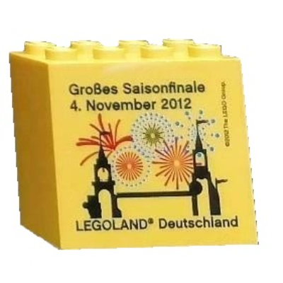 Brick 2 × 4 × 3 with 'LEGOLAND Deutschland Großes Saisonfinale 4. November 2012' Print Gelb