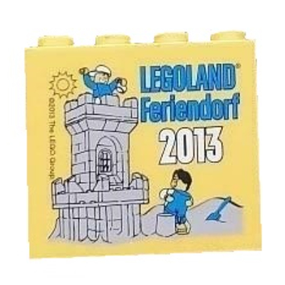 Brick 2 × 4 × 3 with 'LEGOLAND Feriendorf 2013 Castle' Print Yellow