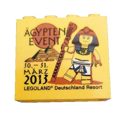 Brick 2 × 4 × 3 with 'LEGOLAND Deutschland Resort ÄGYPTEN EVENT 30. - 31. MÄRZ 2013' Print Yellow