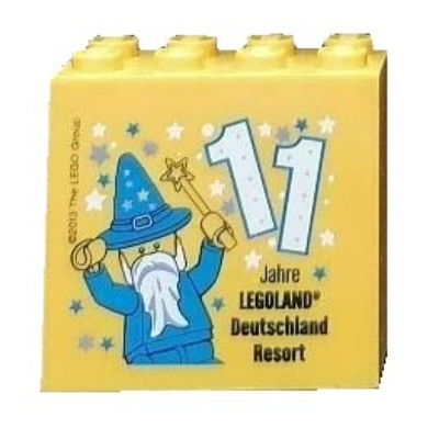 Brick 2 × 4 × 3 with 'LEGOLAND Deutschland Resort 11 Jahre' Print Gelb