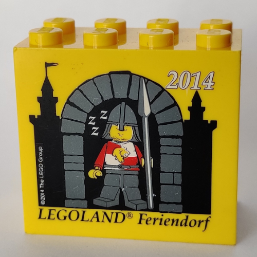 Brick 2 × 4 × 3 with 'LEGOLAND Feriendorf 2014 Castle' Print Yellow