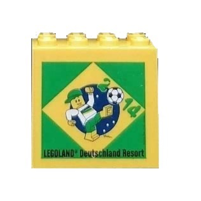 Brick 2 × 4 × 3 with 'LEGOLAND Deutschland Resort 2014 (Soccer World Cup Brazil)' Print Gelb