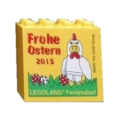 Brick 2 × 4 × 3 with 'LEGOLAND Feriendorf Frohe Ostern 2015' Print Gelb