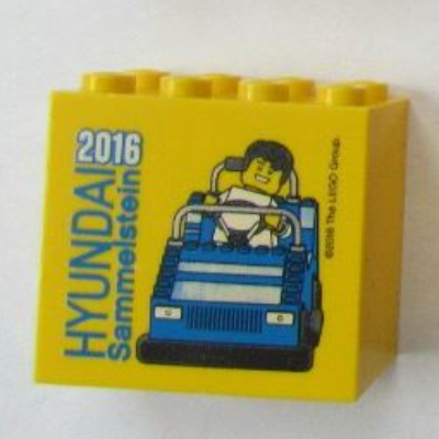 Brick 2 × 4 × 3 with 'HYUNDAI Sammelstein 2016' Print Yellow
