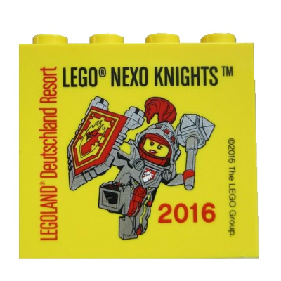 Brick 2 × 4 × 3 with 'LEGOLAND Deutschland Resort LEGO NEXO KNIGHTS 2016' Print Gelb