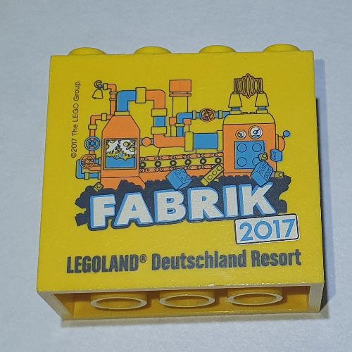 Brick 2 × 4 × 3 with 'LEGOLAND Deutschland Resort Fabrik 2017' Print Gelb