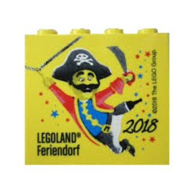 Brick 2 × 4 × 3 with 'LEGOLAND Feriendorf 2018' Print Yellow