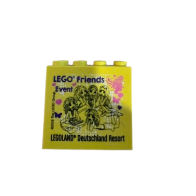 Brick 2 × 4 × 3 with 'LEGO Friends Event Legoland Deutschland Resort' print Yellow