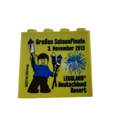 Brick 2 × 4 × 3 with 'Legoland Deutschland Resort', 'Großes Saisonfinale 3. November 2013' print Gelb