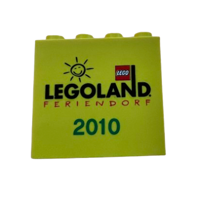 Brick 2 × 4 × 3 with 'Legoland Feriendorf 2010' print Yellow