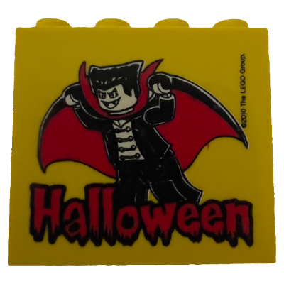 Brick 2 × 4 × 3 with 'Halloween', Dracula Print Gelb