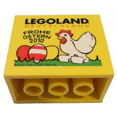 Brick 2 × 4 × 3 with 'Legoland Deutschland Frohe Ostern 2010' Print Gelb