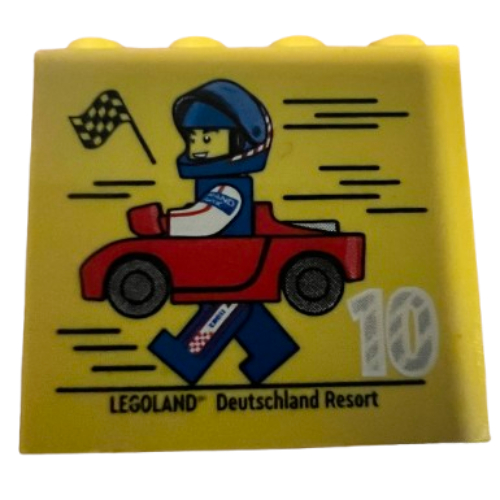 Brick 2 × 4 × 3 with 'LEGOLAND Deutschland Resort 10 2024' (Besuchsmeister Silver) Print Yellow