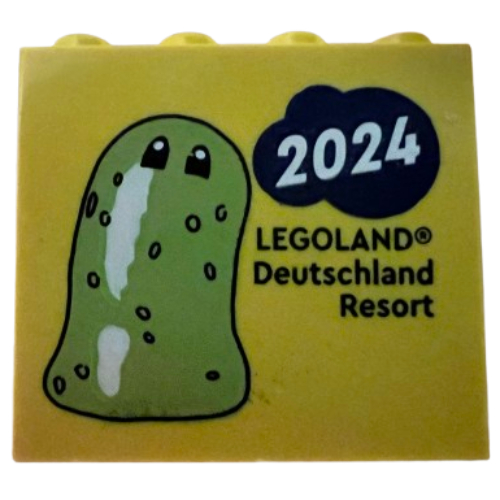 Brick 2 × 4 × 3 with 'LEGOLAND Deutschland Resort 2024' Z-Blob Print Gelb