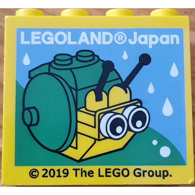 Brick 2 × 4 × 3 with 'LEGOLAND Japan', The LEGO Movie Snail print Yellow